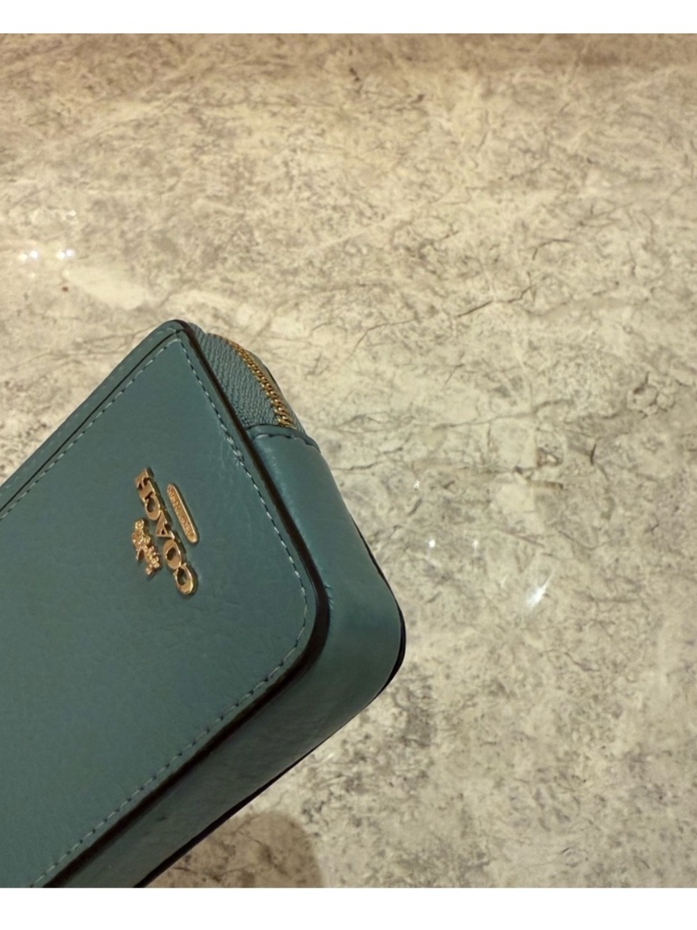 Coach Teal Leather Keychain card holder - Picture 3 of 6